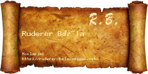 Ruderer Béla névjegykártya